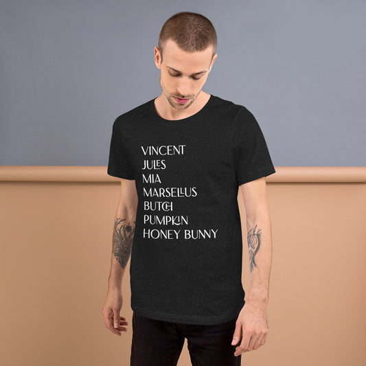 Pulp Fiction Characters Dark Unisex T-shirt